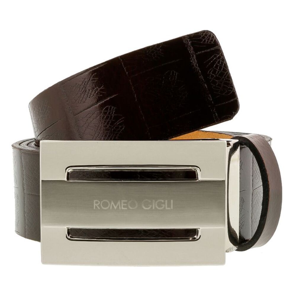 Romeo Gigli C955/35S T.MORO Dark Brown Leather Adjustable Mens Belt